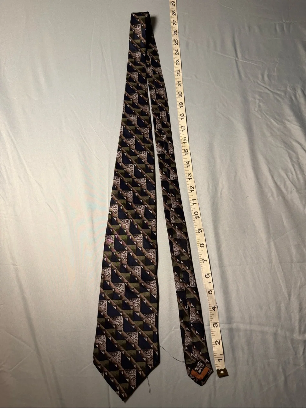 Evan Picone Men's Geometric Pattern Tie in Navy, Olive & Brown